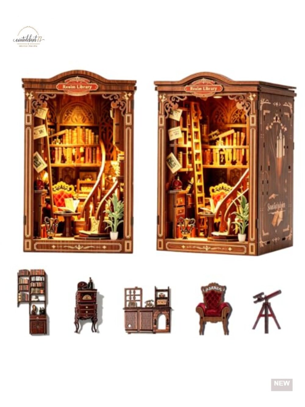 DIY Book Nook Kit for Adults Wooden Puzzle Bookshelf Decor Halloween Christmas